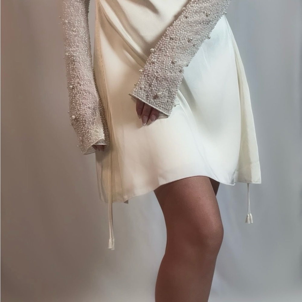 Oh Polly Cream Asymmetrical Skirt